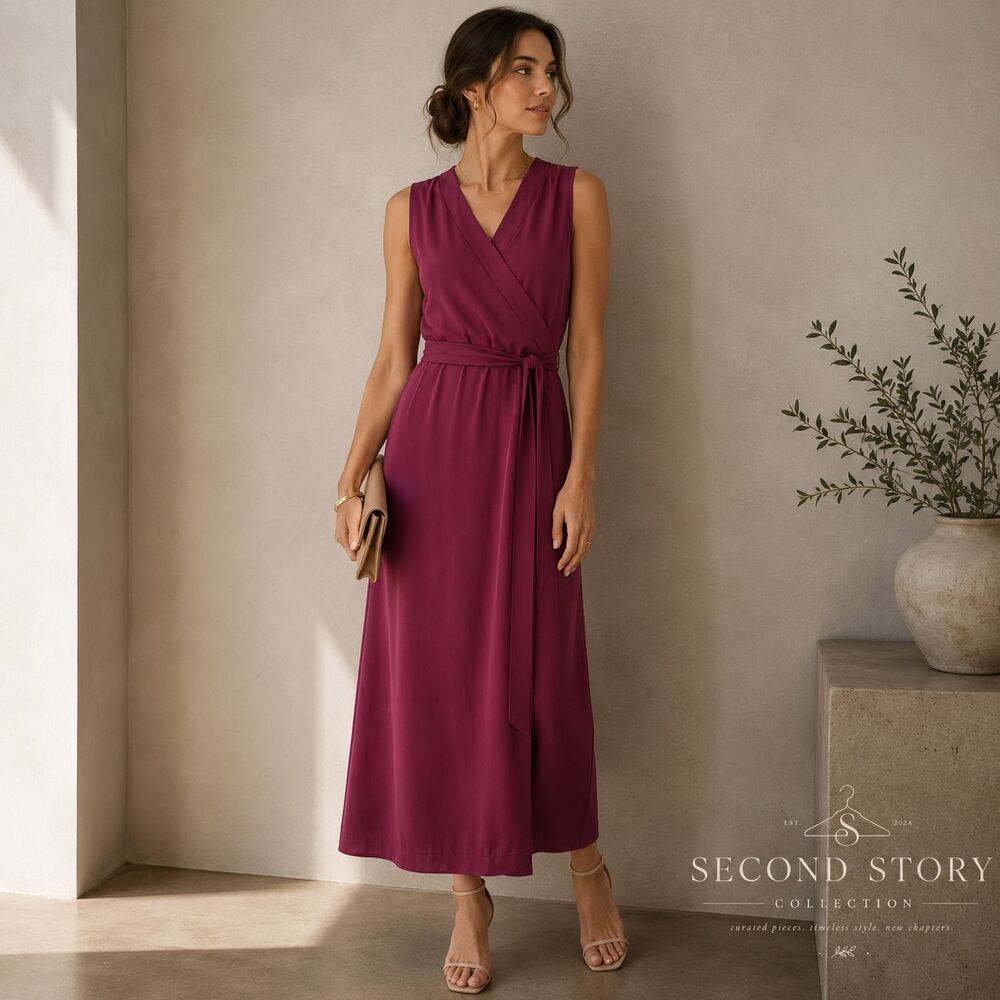 Everlane Japanese GoWeave Fuscia Wrap Dress Size 10 Made Before 2026